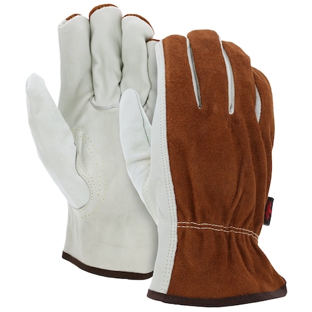 Mcr Safety Gloves, Ind Grd Grain Drvr/Split Back Key Thumb, XXL, 12PK 3205XXL